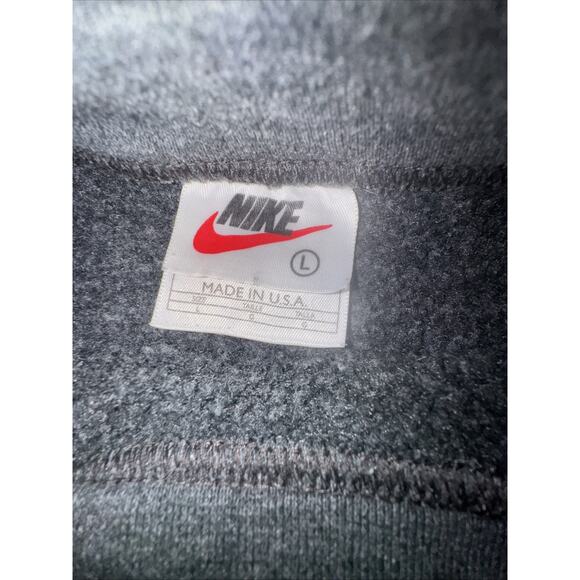 Vintage Nike Swoosh Crewneck Sweatshirt Charcoal Gray Size Large Made in USA HRB - Picture 2 of 3